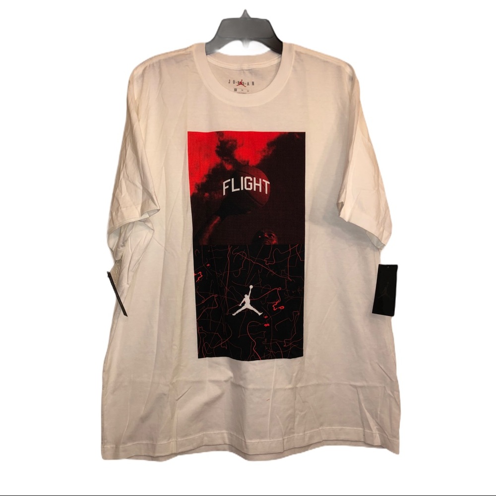 Air Jordan White Flight Jumpman Logo Tee Shirt